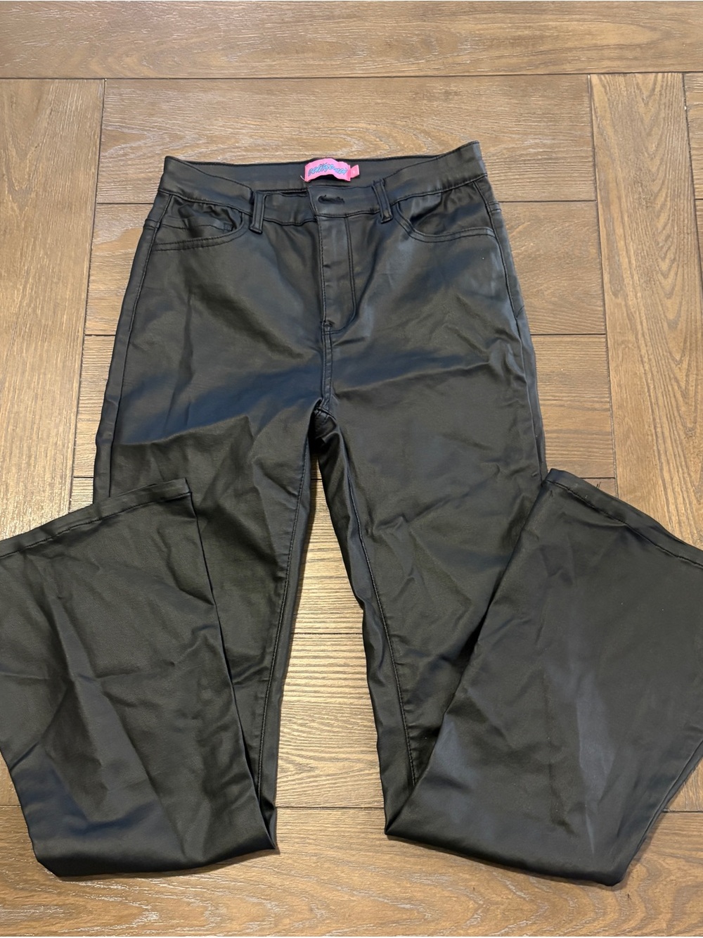 Edikted Black Boot Cut Coated Pants